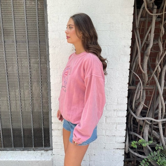 Vintage pastel pink genuine pigment brand oversized crewneck sweatshirt sz s - Picture 2 of 4